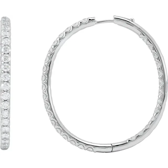 OVAL DIAMOND HOOP EARRINGS